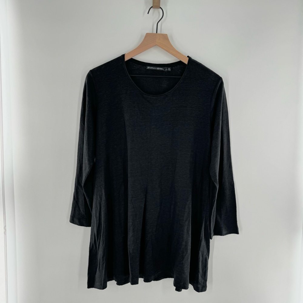 Gudrun Sjoden 100% Linen Pleated Tunic Lagenlook Top Size Medium